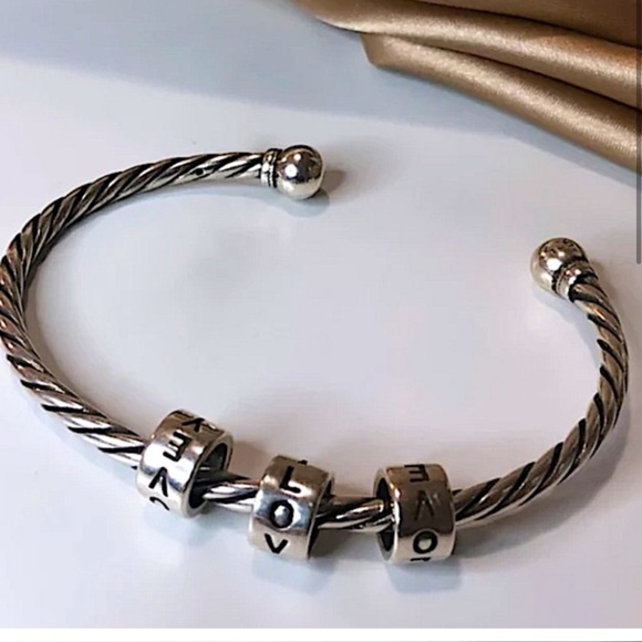 Sterling Silver I Love You Anxiety Bangle Bracelet - Picture 8 of 9
